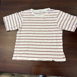 LA LIGNE
Boxy Cropped Stripe T-shirt In White/red/navy (T2)